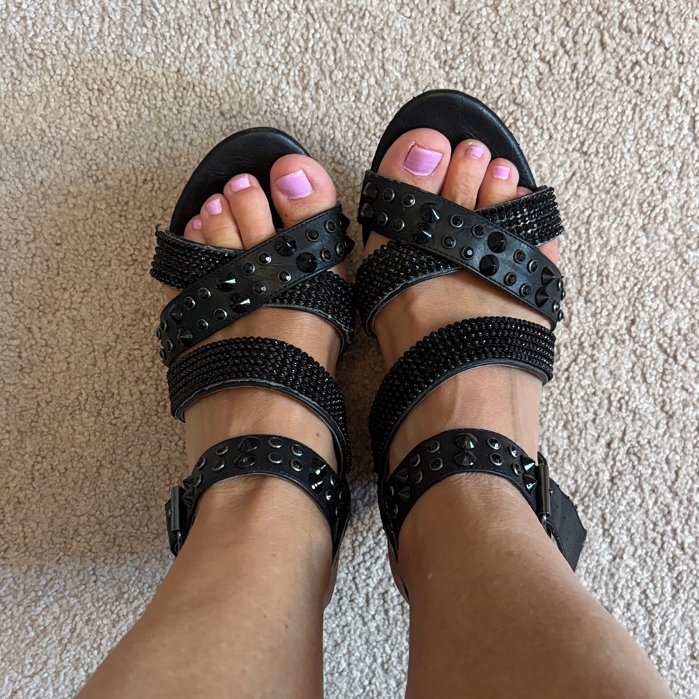 Not Rated Black Studded Sandals